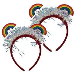 HOMSFOU 2St Regenbogen-Stirnband Regenbogen-Kopfschmuck Cosplay Kopfschmuck damen haarbänder party kopfschmuck Bandana Stirnband für Männer Haarschmuck für Frauen Dekoration von HOMSFOU