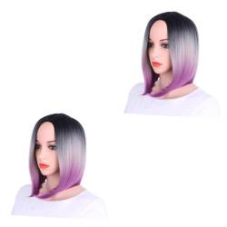 HOMSFOU 2st Perücken Bob-perücke Frauen Bob Perücke Bob-haar Mit Farbverlauf Damen Cosplay Kopfbedeckung von HOMSFOU