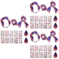 HOMSFOU 3 Sätze Unabhängigkeitstag Ohrringe Haarschmuck Für Damen Und Herren Stirnband Mit Us-flagge Rot Weiß Blau Usa Bandana Amerikanische Flagge Aufkleber Bilden Kopfbedeckung Mann von HOMSFOU