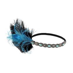 HOMSFOU Pfauenfeder-stirnband 1920er Stirnband Make-up-stirnband Retro-stirnband Flapper-kopfbedeckung Tolle Gatsby-kopfbedeckung Make-up-haarband Haarschmuck Schallwand Fräulein Bilden von HOMSFOU