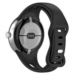HOMTERN Armbänder kompatibel mit Google Pixel Watch 2 und Pixel Watch 1, flexibles Silikon, langlebig, Smartwatch-Ersatzbänder, Damen und Herren, schwarz von HOMTERN