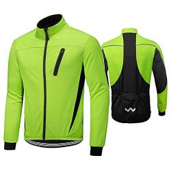 HOMTOL Herren Fahrradjacke Polarfleece-Futter Wasserdicht Winter Thermal Radjacke winddicht regenfest dicke Jacke Fleecejacke radtrikot Atmungsaktive Fahrrad Windjacke für Radsport MTB Laufen Wandern von HOMTOL