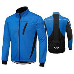 HOMTOL Herren Fahrradjacke Polarfleece-Futter Wasserdicht Winter Thermal Radjacke winddicht regenfest dicke Jacke Fleecejacke radtrikot Atmungsaktive Fahrrad Windjacke für Radsport MTB Laufen Wandern von HOMTOL