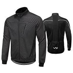 HOMTOL Herren Fahrradjacke Polarfleece-Futter Wasserdicht Winter Thermal Radjacke winddicht regenfest dicke Jacke Fleecejacke radtrikot Atmungsaktive Fahrrad Windjacke für Radsport MTB Laufen Wandern von HOMTOL