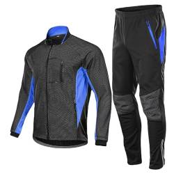 HOMTOL Herren Radjacke set Winter Thermal wasserdicht Winddicht Fahrradjacke Radjacke Winter Thermo Fleece Radtrikot Set Fahrradbekleidung Atmungsaktiv Lange Radhose Radjacke + Fahrradhose von HOMTOL