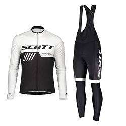 HOMTOL Herren Radtrikot Set Langarm Fahrradanzüge Fahrradtrikot Set Langarm Trikot + Radlerhose mit Sitzpolster Atmungsaktiv Elastische Schnell Trocknend Fahrrad Trikot für Fahrrad Rennrad MTB von HOMTOL