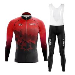 HOMTOL Radtrikot Set Herren Langarm Kurzarm Fahrradbekleidung Fahrradtrikot Triathlon Anzug Herren Fahrrad Trikots Atmungsaktiv Elastische Schnell Trocknend Trikot Radfahren MTB von HOMTOL