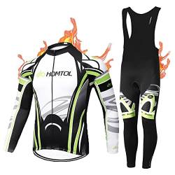 HOMTOL Radtrikot Set Langarm Herren Thermische Fleece Winter Fahrradbekleidung Radsportanzüge Fahrradtrikot mit Thermofleecefutter Fahrradhose mit Sitzpolster + 9D Gel für Radfahren MTB Outdoor von HOMTOL