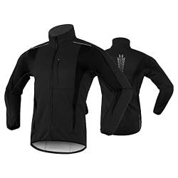 HOMTOL Thermo Fahrradjacke Herren Radjacke wasserdicht Winddicht Winter Thermal Atmungsaktiv Fahrradbekleidung Leicht Radjacke Wandern Radsport-Jacken Softshell Mantel von HOMTOL