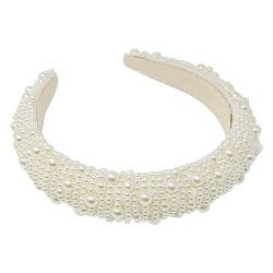 Honbay 1 x Kunstperlen-Stirnband, breites Stirnband, Braut-Haarreif, elegant, Hochzeits-Haarschmuck für Damen von HONBAY