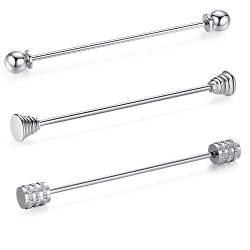 HONEY BEAR 3 Stück Set Herren kragennadel Anzug Hemd Kragenstift Kragen Pins Bar Krawattenknoten Bar Edelstahl für Hochzeit Geschenk,Kegel Silber,MEHRWEG (Stil mischen Silber ohne Box B) von HONEY BEAR