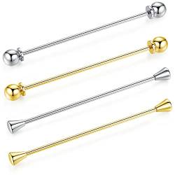 HONEY BEAR 4 Stück Set Herren kragennadel Anzug Hemd Kragenstift Kragen Pins Bar Krawattenknoten Bar Edelstahl für Hochzeit Geschenk,Kegel Silber,MEHRWEG von HONEY BEAR