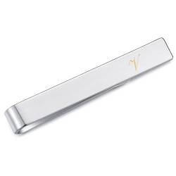 HONEY BEAR 4cm Herren Briefe Initialen Kinder Krawattennadel Krawattenklammer für schmale Krawatten Edelstahl Tie Clip,MEHRWEG (V 4cm) von HONEY BEAR