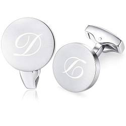 HONEY BEAR Briefe Initialen Buchstabe manschettenknöpfe Herren Edelstahl Hochzeit Cufflinks Manschettenknopf Gebürstetes Silber (D) von HONEY BEAR