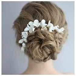 HONEY BEAR Damen Brautschmuck Haare Blume Haarkämme für Hochzeit, Kristall Strass mit Simulierte Perlen Haarschmuck, MEHRWEG (Blume 6) von HONEY BEAR