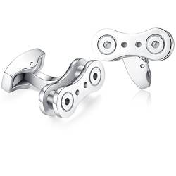 HONEY BEAR Herren Manschettenknöpfe Cufflinks Edelstahl Kette - Fahrradkette 1 Paar, MEHRWEG von HONEY BEAR