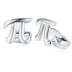 HONEY BEAR Herren π Physik Symbol Mathematik Manschettenknöpfe Cufflinks Edelstahl Manschettenknopf, Silber,MEHRWEG von HONEY BEAR