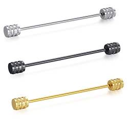 Honey Bear 3 Stück Set Herren kragennadel Anzug Hemd Kragenstift Kragen Pins Bar Krawattenknoten Bar Edelstahl für Hochzeit Geschenk,Kegel Silber,MEHRWEG (Zylindrisch ohne Box) von HONEY BEAR