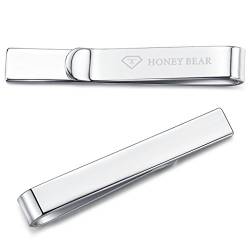 Honey Bear 4cm Herren Kinder Krawattennadel Krawattenklammer für schmale Krawatten Edelstahl Tie Clip (Glänzendes Silber) von HONEY BEAR
