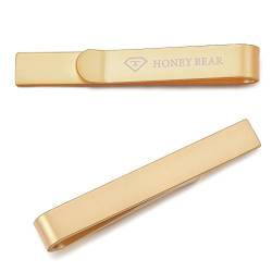 Honey Bear 4cm Herren Kinder Krawattennadel Krawattenklammer für schmale Krawatten Edelstahl Tie Clip (Gold) von HONEY BEAR