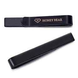 Honey Bear 4cm Herren Kinder Krawattennadel Krawattenklammer für schmale Krawatten Edelstahl Tie Clip (Schwarz) von HONEY BEAR