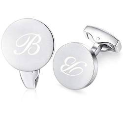 Honey Bear Briefe Initialen Buchstabe manschettenknöpfe Herren Edelstahl Hochzeit Cufflinks Manschettenknopf Gebürstetes Silber (B) von HONEY BEAR