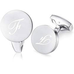 Honey Bear Briefe Initialen Buchstabe manschettenknöpfe Herren Edelstahl Hochzeit Cufflinks Manschettenknopf Gebürstetes Silber (F) von HONEY BEAR