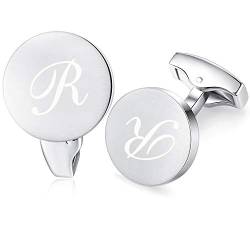 Honey Bear Briefe Initialen Buchstabe manschettenknöpfe Herren Edelstahl Hochzeit Cufflinks Manschettenknopf Gebürstetes Silber (R) von HONEY BEAR