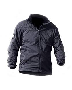 Herren Taktische Jacke Schnell Trocknende Kleidung Ultradünne atmungsaktive Outdoor Sonnenschutzkleidung,Wasserdicht UV Haut Windbreaker Sommer Dünner Mantel Bergsteigeranzug Grau M von HONGBI