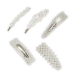 Perle Haarnadeln Künstliche Perlen Haarspange Silber Vintage Haarschmuck Deko für Frauen Mädchen Dame Hochzeit Engagement Haar-Styling 5 Stück von HONGXIN-SHOP