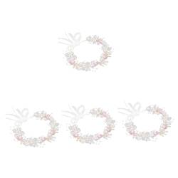 HONMEET 4 Stück Girlande Stirnband Kinder Stirnbänder Mädchen damen stirnbänder Tiara Haarband Perlenstirnband für Mädchen Perlenkopfschmuck für Mädchen Hochzeit Kopfbedeckung Requisiten von HONMEET