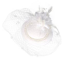 HONMEET Perlenhut Mesh hochzeitshaar schmuck wedding hair accessories Braut Stirnband Frauen oben Hüte Tiara Haarschmuck für Frauen Fascinator-Stirnband Jahrgang Kopfbedeckung Schleier von HONMEET