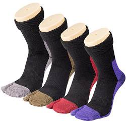 HONOW Tabi Socken Split Toe Flip Flop Socken High Crew für Damen und Herren Baumwolle 4er Pack, Farbe 6, Large von HONOW