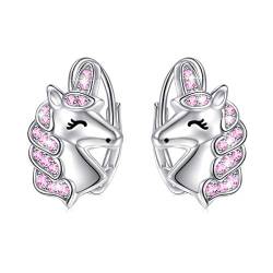 Einhorn Ohrringe 925 Sterling Silber Ohrringe Mädchen Kinder Leverback Ohrringe Einhorn Schmuck Geburtstag Geschenke für Damen von HOOHWE