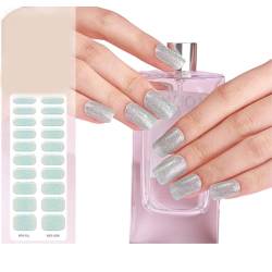 20 Stück Halbgehärtete Gelnägel Mit Weichem Glänzendem Gel Finish Langlebige Nagelfolien Gel Nagelaufkleber In Salonqualität Halbgehärtete Gel Nagelstreifen Mit UV Lampe Französische Spitze Gel von HOOLRZI