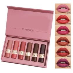 6 Farben Lippenstift Langlebiger Wasserfester Lippenglanz Für Büro Casual Party Täglich Glatte Textur von HOOLRZI