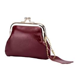 HOOLRZI Brieftasche Mode Dame Geldbörse Vintage Bifold Change Pouch Elegante Kiss Lock Geldbörse Kleine Brieftasche Einfarbig Kupplung Brieftasche für Frauen von HOOLRZI