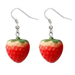 HOOLRZI Erdbeer-Ohrringe, süße simulierte Erdbeer-Ohrringe, kleine baumelnde Ohrringe, niedliche rote Fruchtohren, Anhänger, Zubehör, Schmuck, Geschenk von HOOLRZI