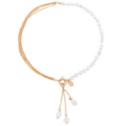 HOOLRZI Halskette, elegante Barock-Perlen-Halskette, trendige Schlüsselbeinkette für Frauen, geometrische Muster, exquisites Schmuckstück von HOOLRZI
