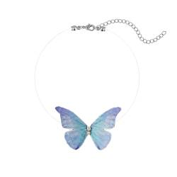 HOOLRZI Schlüsselbeinkette, stilvolle Schmetterlings-Charm-Halskette, unsichtbare Fischlinie-Kragen-Halskette für Frauen, verstellbare Schlüsselbeinkette, Schmuck von HOOLRZI