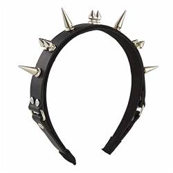 Leder Kopfschmuck Nieten Stirnband Punk Stirnband Stirnband Gothic Tiaras Steampunk Rock Stirnband Für Männer Rock Stirnbänder Für Männer von HOOLRZI