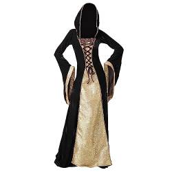 HOOUDO Damen Retro Mittelalter Kleid Drama Bühnenkostüme Retro Europäische mittelalterliche Kleidung Gothic Luxus Kapuzenrobe Erwachsenenkleidung Mittelalterliche Tunika Kinder von HOOUDO