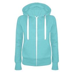 HOOUDO Damen Sweatjacke Mit Kapuze Einfarbig Hoodie Sweatshirtjacke Kapuzenpullover Full Zip Casual Sweatshirt Atmungsaktiver und Bequemer Übergangsmantel aus Baumwolle für Herbst und Winter von HOOUDO