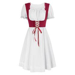 HOOUDO Mittelalter Kleidung Damen Damen Vintage-Kleid mit quadratischem Ausschnitt und kurzen Ärmeln, Bühnenshow-Kleid Gothic Kleidung Frauen Plus Größe Top von HOOUDO