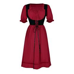 HOOUDO Mittelalter Kleidung Damen Damen Vintage-Kleid mit quadratischem Ausschnitt und kurzen Ärmeln, Bühnenshow-Kleid Gothic Kleidung Frauen Plus Größe Top von HOOUDO
