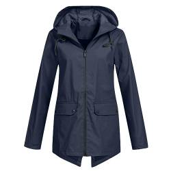 HOOUDO Regenjacke Damen Wasserdicht Atmungsaktiv Regenmantel Fahrrad Damen Winddicht Leichte Regenjacke Damen Sommer Regenbekleidung für Radfahrer Camping Outdoor Trekking Regenmantel Wandern von HOOUDO