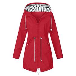 HOOUDO Regenjacke Damen Wasserdichte Softshelljacke Outdoorjacke Atmungsaktive Übergangsjacke Leichte Jacke mit Kapuze für Frühlings Herbst zum Wandern Trekking Fahrrad von HOOUDO