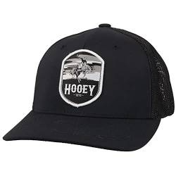 HOOEY Cheyenne Flexfit 5-Panel Western Lifestyle Curved Bill Patch Hat, Schwarz mit schwarzem und weißem Aufnäher, large von HOOey