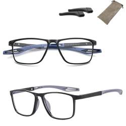 HOPASRISEE Sports Reading Glasses, Men'S Sports Ultra-Light Anti-Blue Light Presbyopic Glasses, Blue Light Blocking Computer Readers With Anti-Slip Silicone Ear Clip (Black, 150) von HOPASRISEE