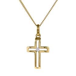 Anhänger Kreuz mit massiver Goldkette 1,1 mm 333-8 Karat Gold Juwelier Qualität, Kettenlänge:45 cm von HOPLO